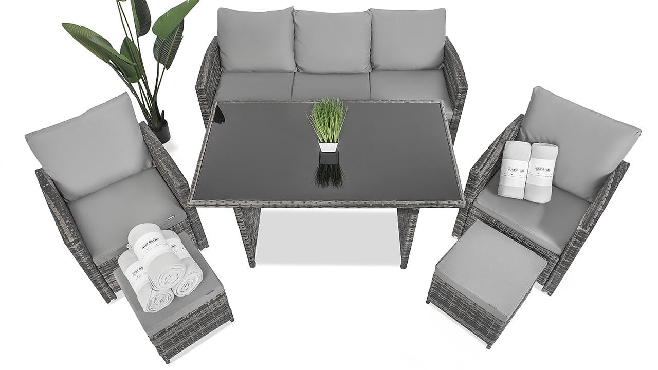 Набор садовой мебели Just Relax Deluxe SFS из ротанга со стальным каркасом Серый