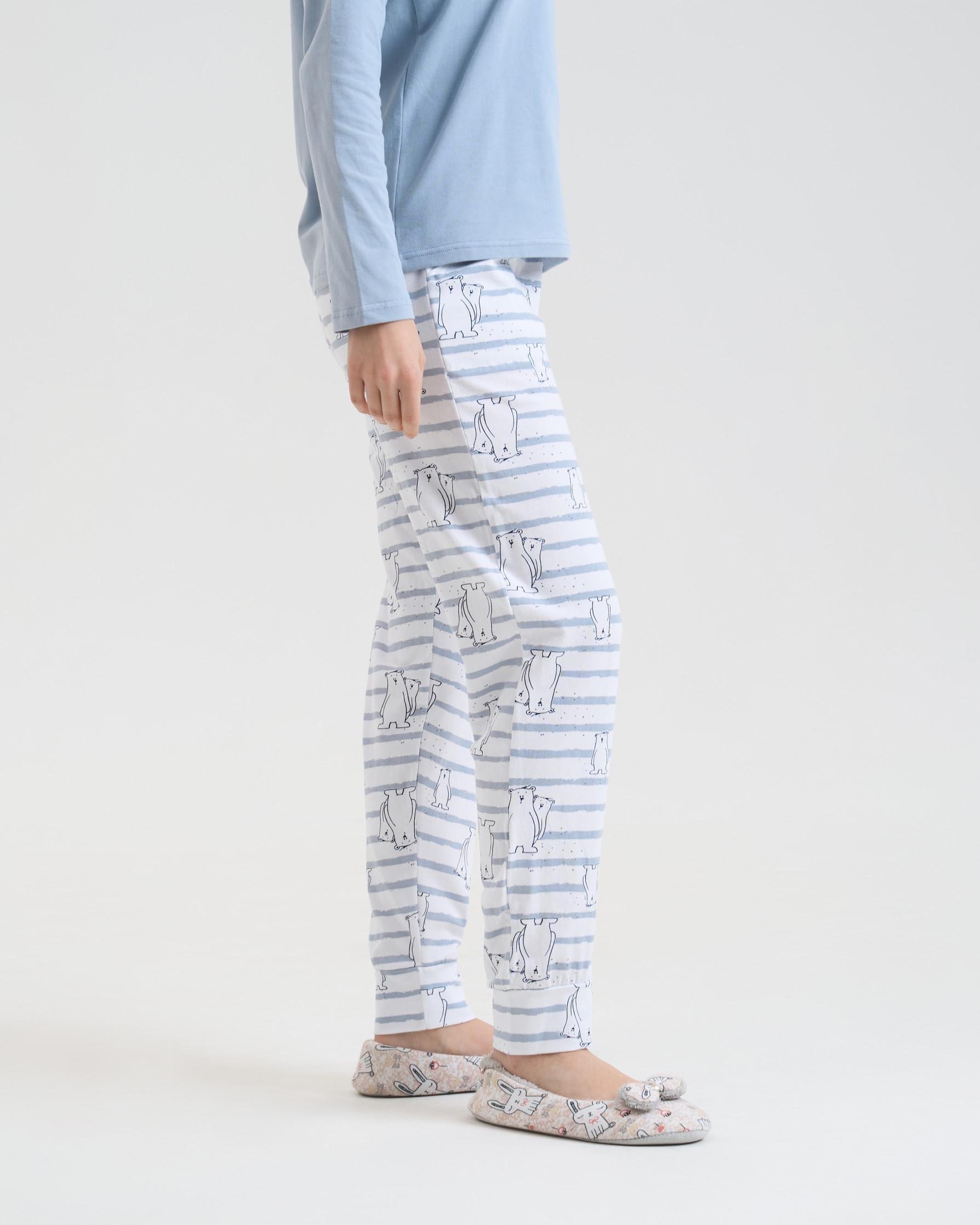 Пижама женская со штанами Nicoletta 96770k Полярные медведи Family look мама/дочка L Голубой - фото 3 Пижама женская со штанами Nicoletta 96770k Полярные медведи Family look мама/дочка L Голубой - фото 3