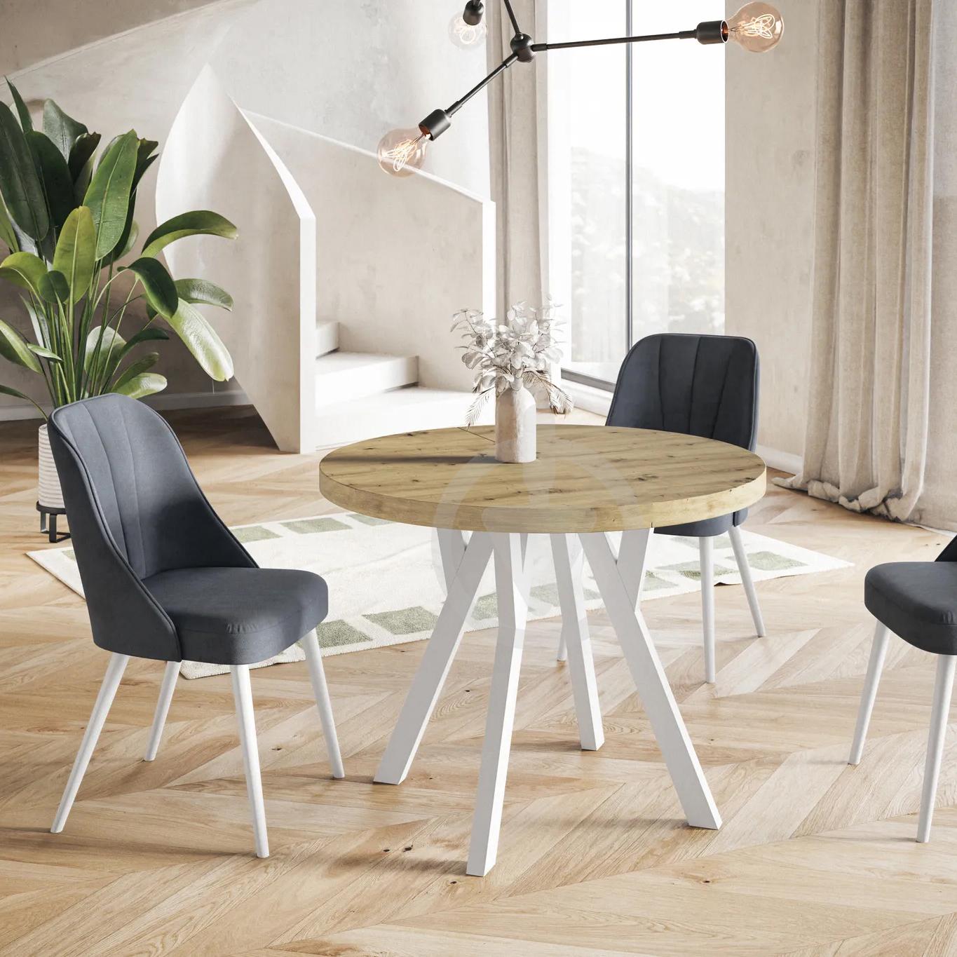 Стол кухонный круглый RoMax Lite Loft 80 см Дуб Сонома/Белый - фото 2