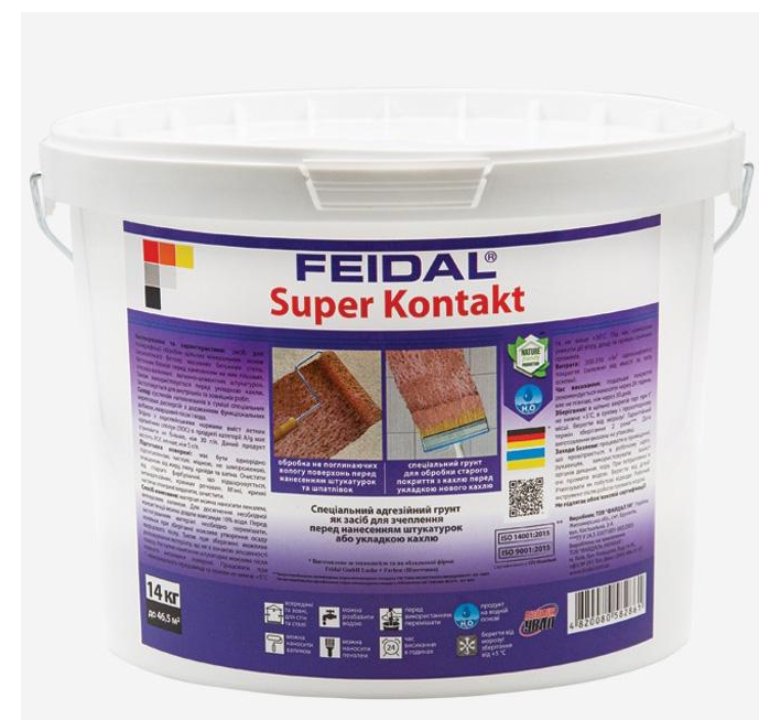 Грунтовка адгезионная Feidal Super Kontakt для гипсокартона/бетона/плитки 14 кг - фото 1 Грунтовка адгезионная Feidal Super Kontakt для гипсокартона/бетона/плитки 14 кг - фото 1