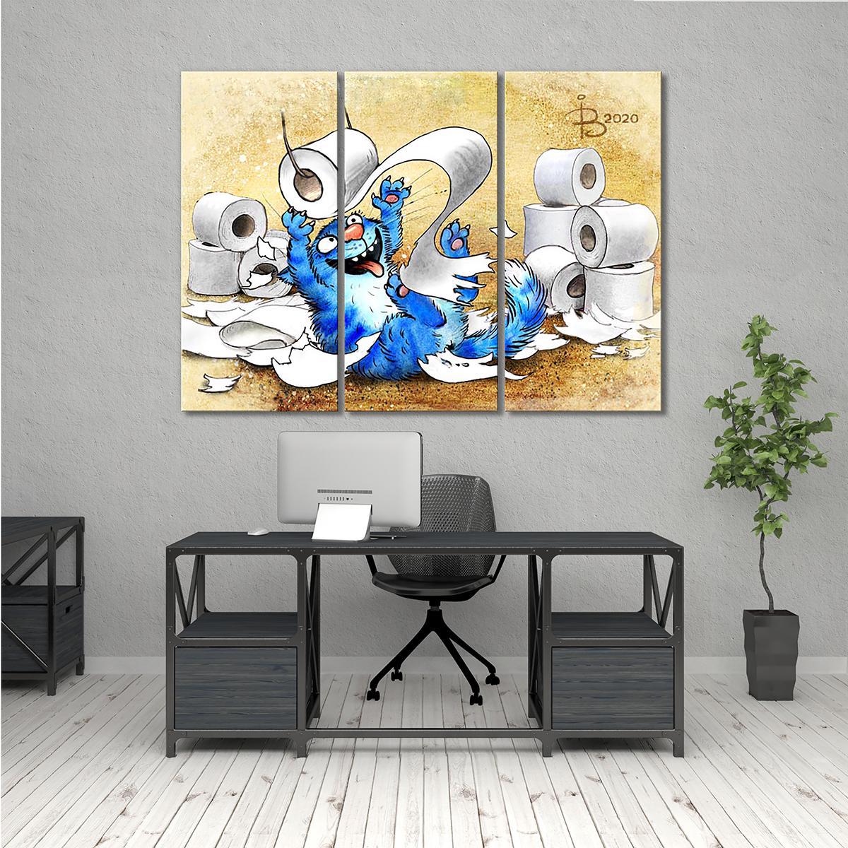 Модульная картина Туалетная бумага 3 модуля 90x135 см