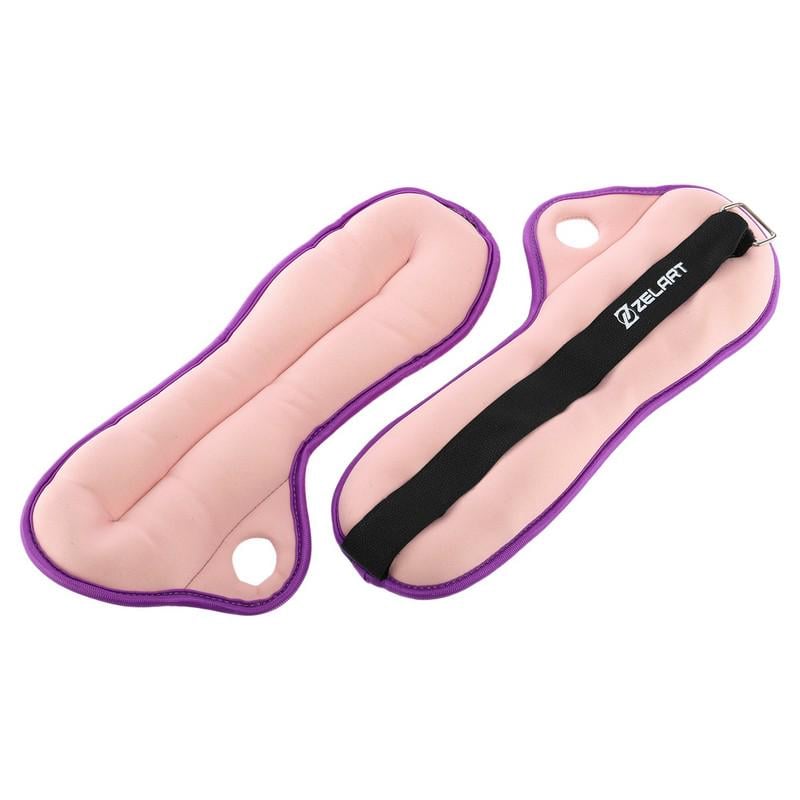 Обтяжувачі-манжети для рук Zelart Pro 2х1 кг Рожевий/Фіолетовий (FI-1965-2_Розовый-фиолетовый) - фото 3