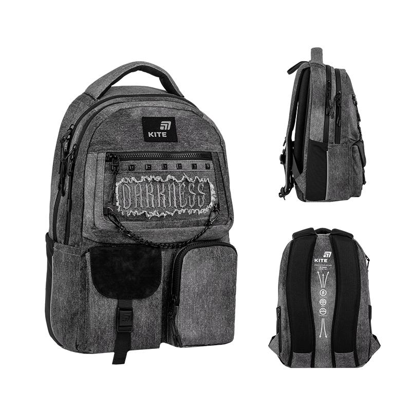 Школьный рюкзак KITE Education teens K26-2587M-5 Darkness ортопедическая спинка (996176)