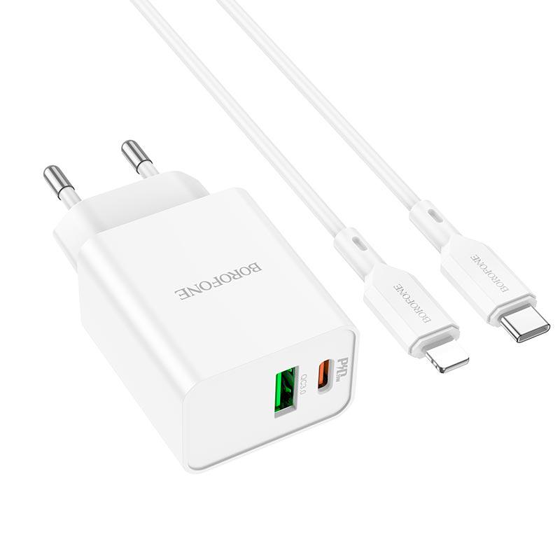 Сетевое зарядное устройство Borofone Type-C to Lightning Cable Resource charger BA69A White (10307312) - фото 3