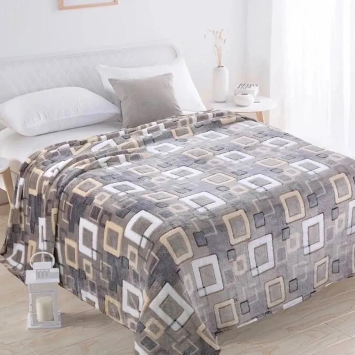 Плед полуторный Koloco Стрижка квадраты 150x210 см Разноцветный/Серый (00000038819)