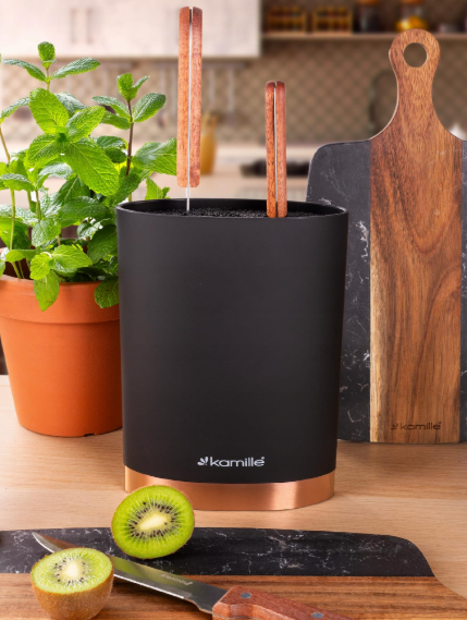 Подставка для ножей овальная Kamille 22 см Черный/Медный - фото 6 Подставка для ножей овальная Kamille 22 см Черный/Медный - фото 6