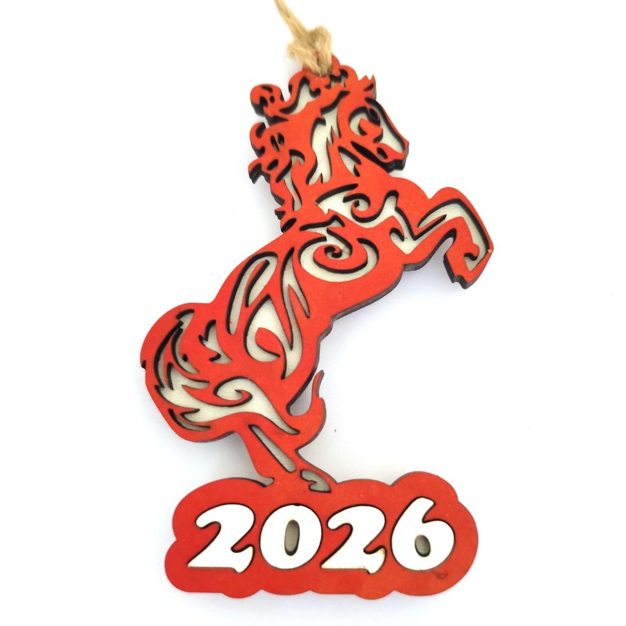 Игрушка новогодняя Год Лошади 2026 с магнитом ХДФ 10х6,5 см Красный (2787656746) - фото 1 Игрушка новогодняя Год Лошади 2026 с магнитом ХДФ 10х6,5 см Красный (2787656746) - фото 1