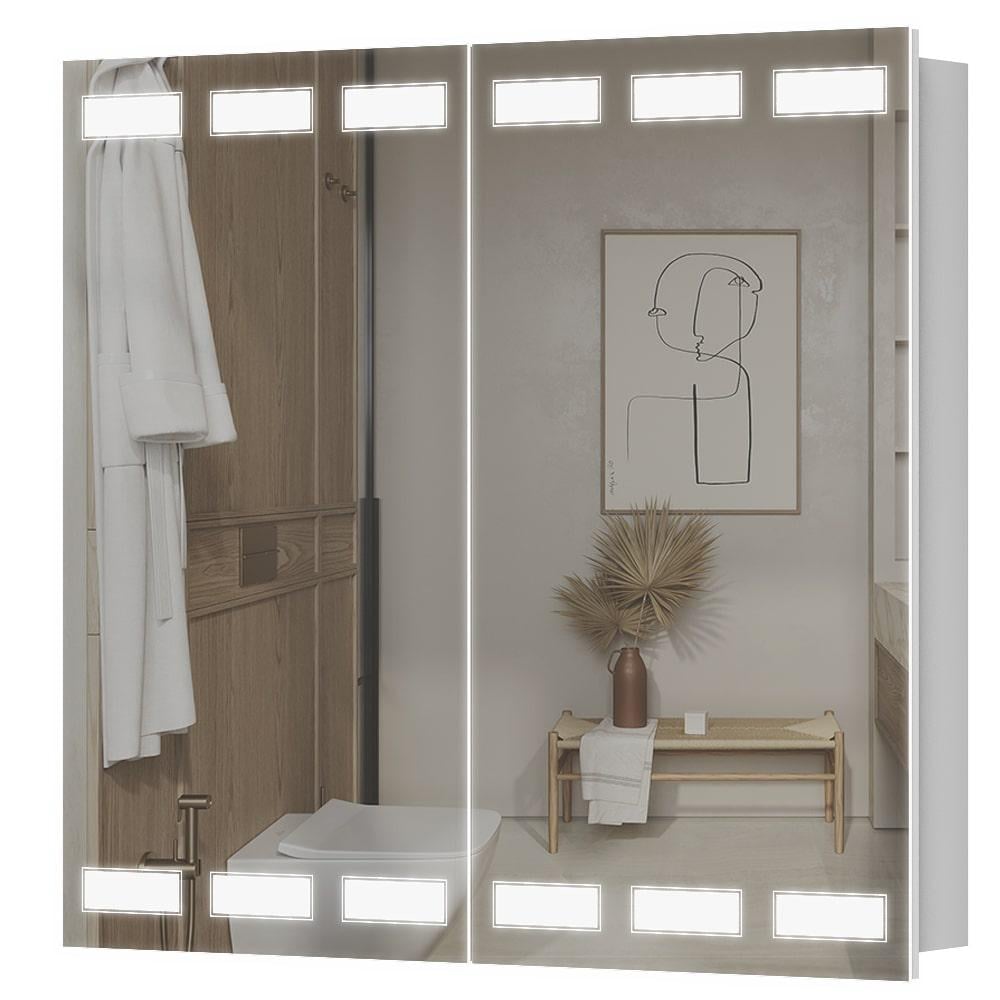 Шкаф зеркальный Aquarius Siena с LED подсветкой 80 Белый (11875)