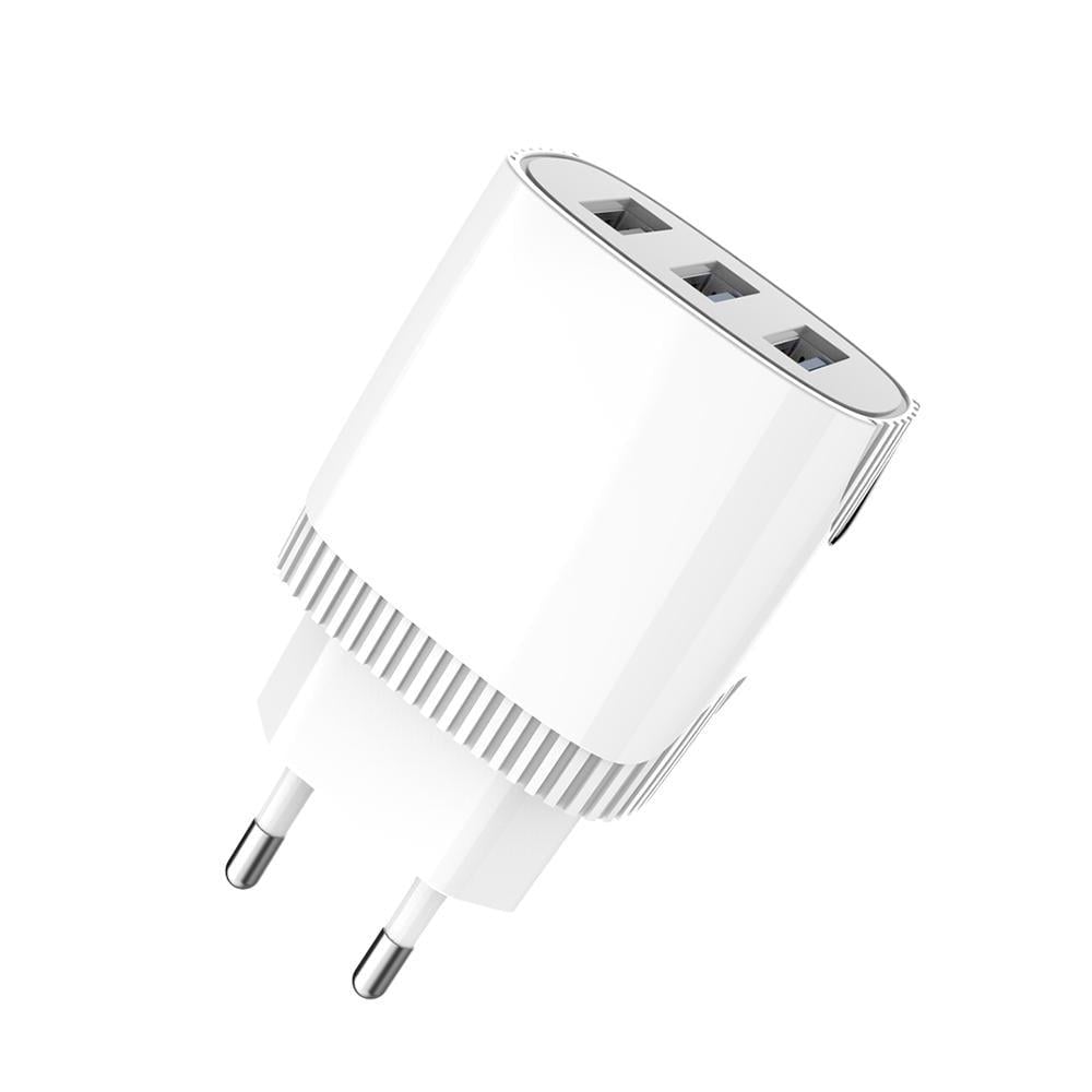 Зарядное устройство для телефонов 3 USB 2.4А с кабелем micro-USB Белый (557-925209)
