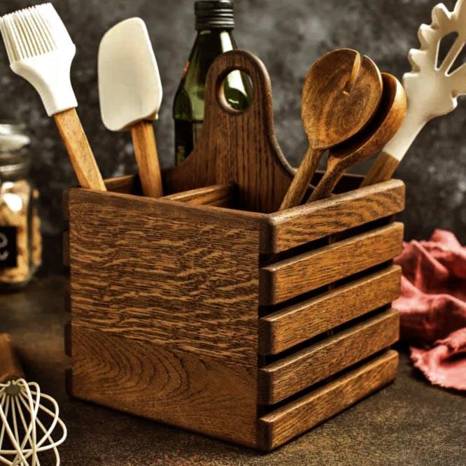 Подставка для столовых приборов из дерева Камбия Латте (Псп-008316)
