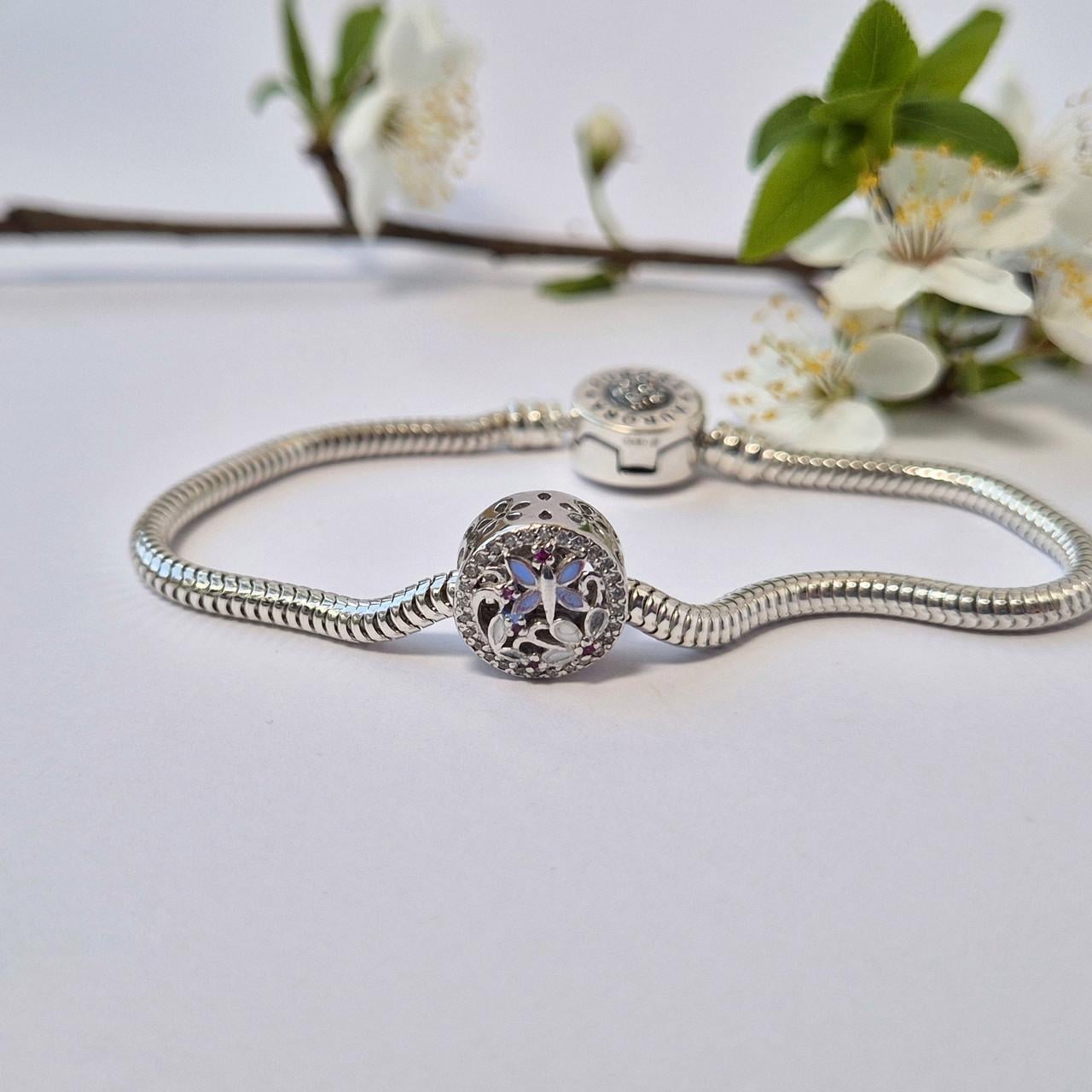 Шарм Бусы Бабочки серебро 925 пробы родированное 2,00 г (38247р)