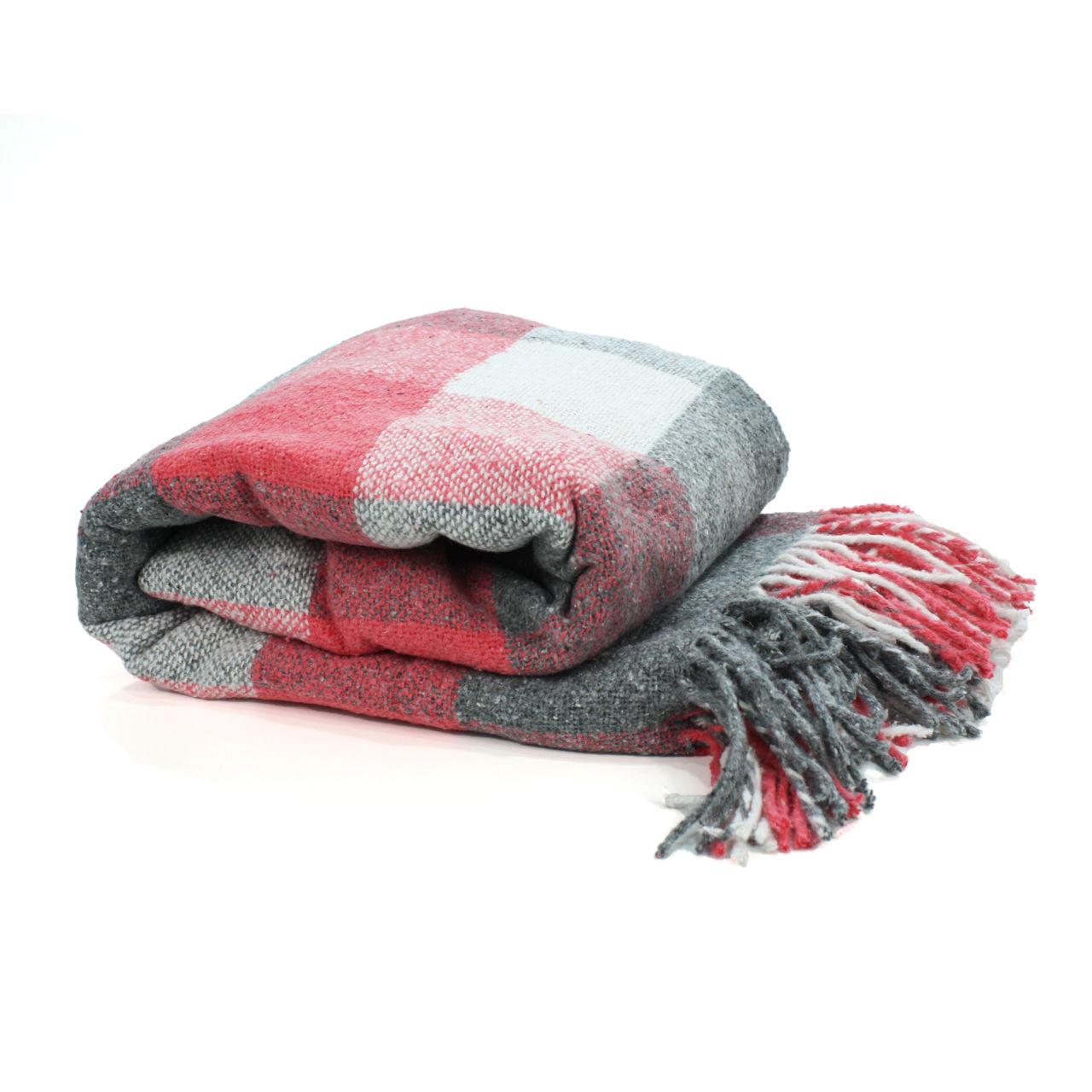 Плед эконом 0056 140х200 Красный/Серый (156662)