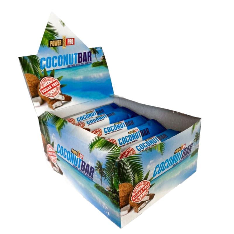 Батончики Power Pro Coconut Bar Sugar Free Кокос 50 г 20 шт