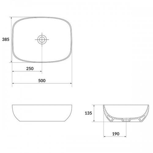 Умивальник на стільницю накладний прямокутний Cersanit LARGA EW 50x38 см Білий (K677-003) - фото 4 Умивальник на стільницю накладний прямокутний Cersanit LARGA EW 50x38 см Білий (K677-003) - фото 4