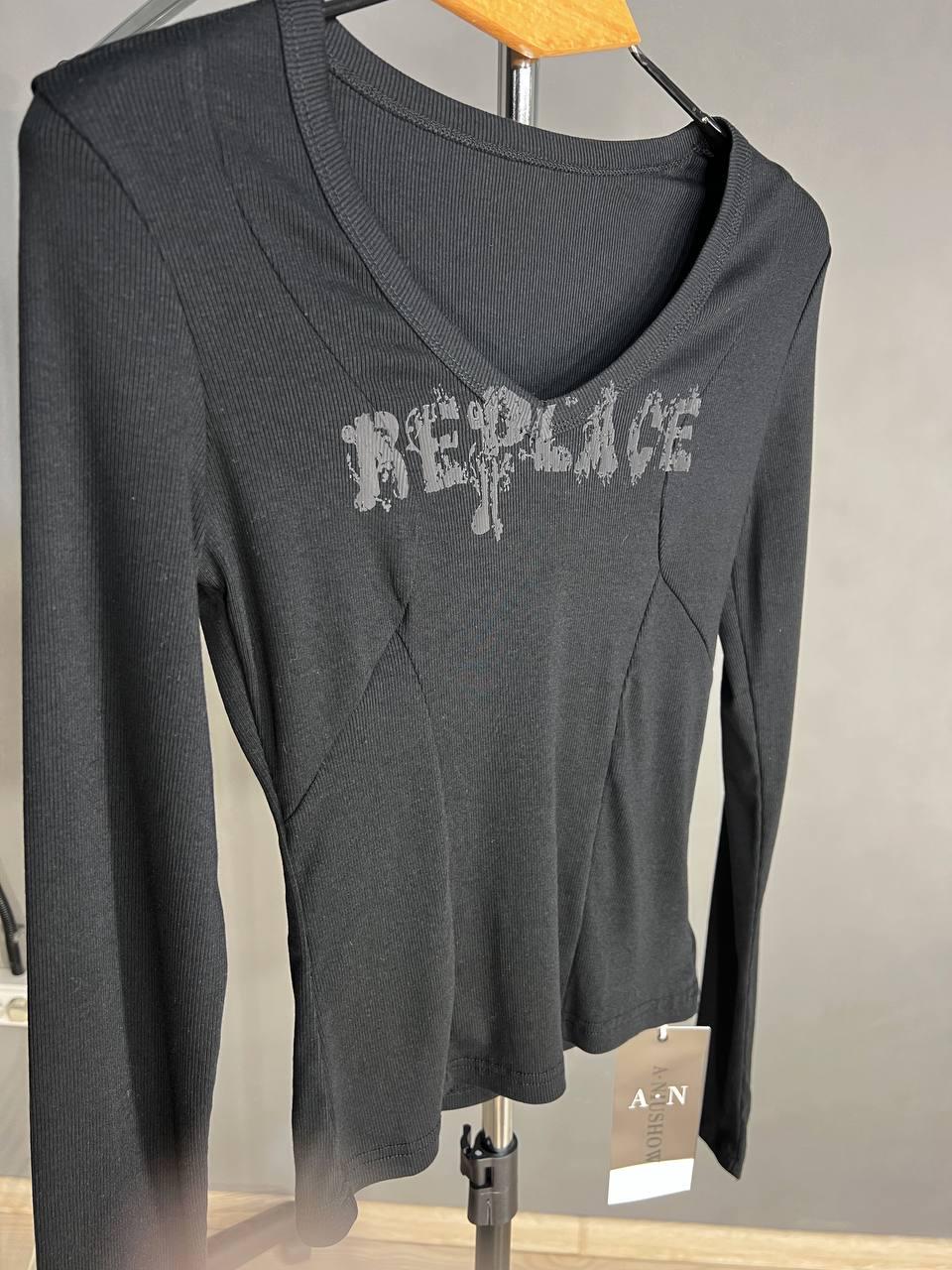 Лонгслів жіночий A-N 25079 рубчик реглан v-виріз корсетні шви OS Чорний (3452) - фото 5 Лонгслів жіночий A-N 25079 рубчик реглан v-виріз корсетні шви OS Чорний (3452) - фото 5