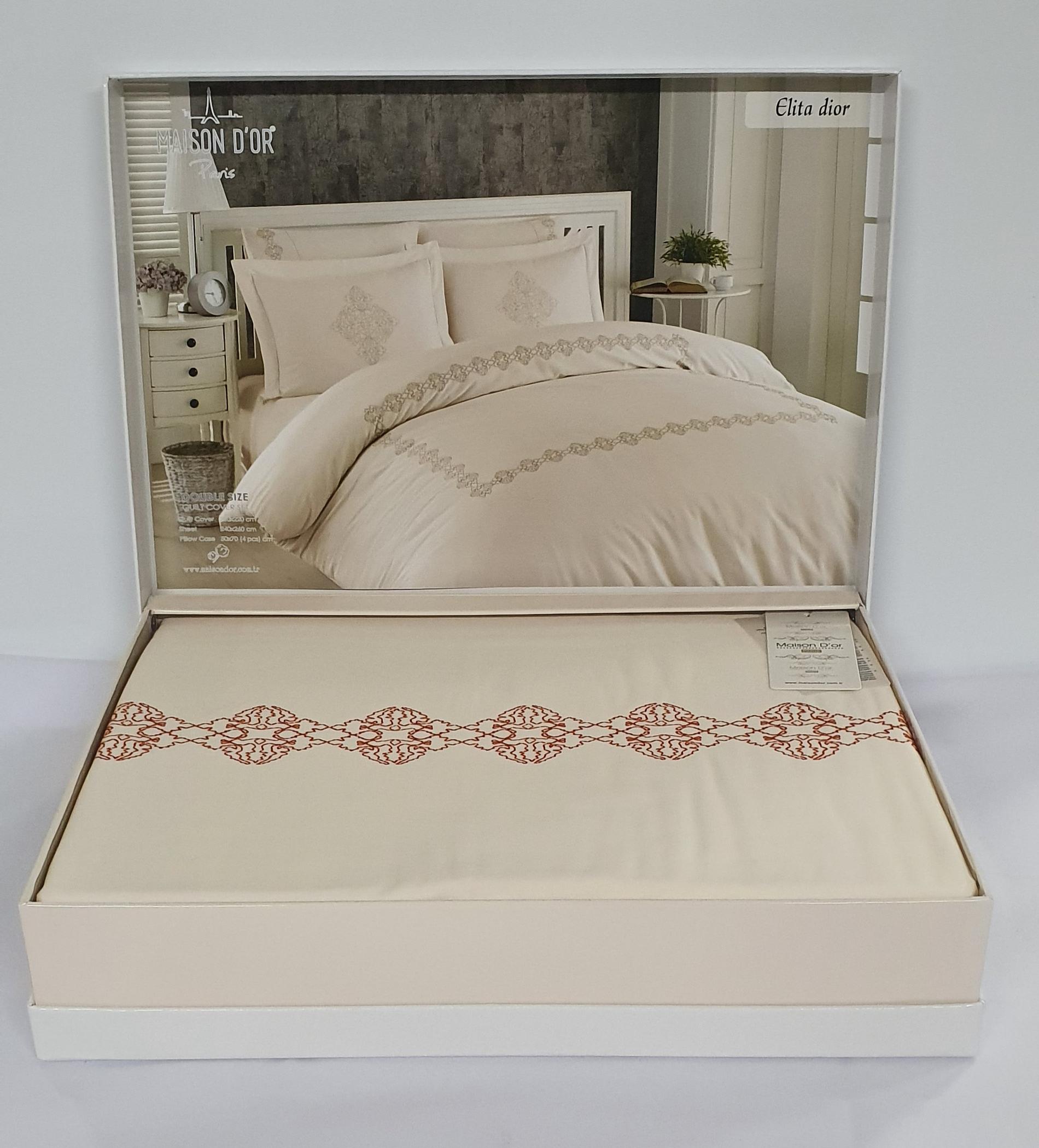 Комплект постельного белья Maison D'or с вышивкой 200x220 Elita Dior Brown (02MD200220SElitadior16)
