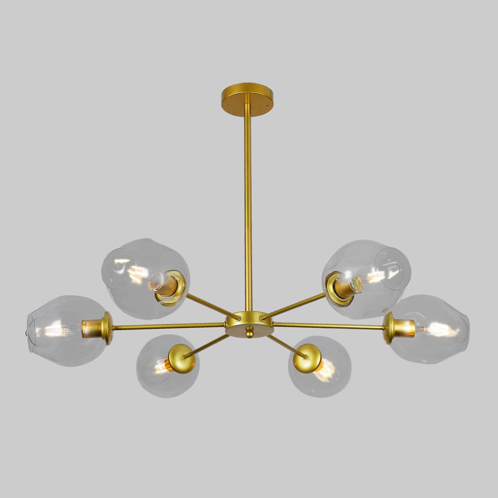Люстра New Molecule на 6 ламп с прозрачными плафонами Золотой