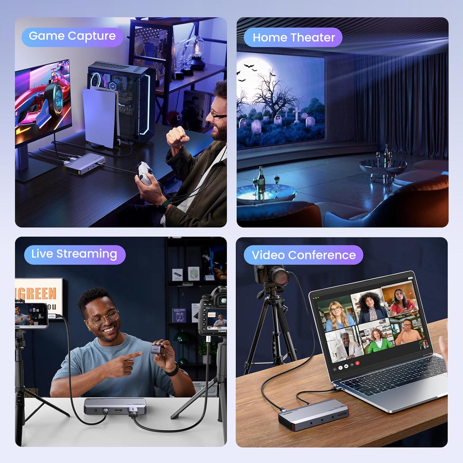 Карта відеозахоплення USB Ugreen 4K 60Hz 1080p Сірий (25173) - фото 11 Карта відеозахоплення USB Ugreen 4K 60Hz 1080p Сірий (25173) - фото 11