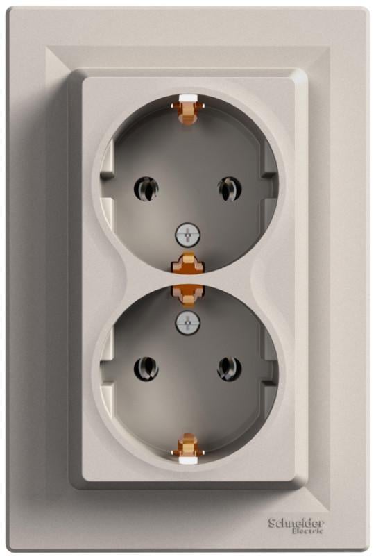 Розетка двомісна Schneider Electric Asfora з заземленням Бронзовий (00000003979)