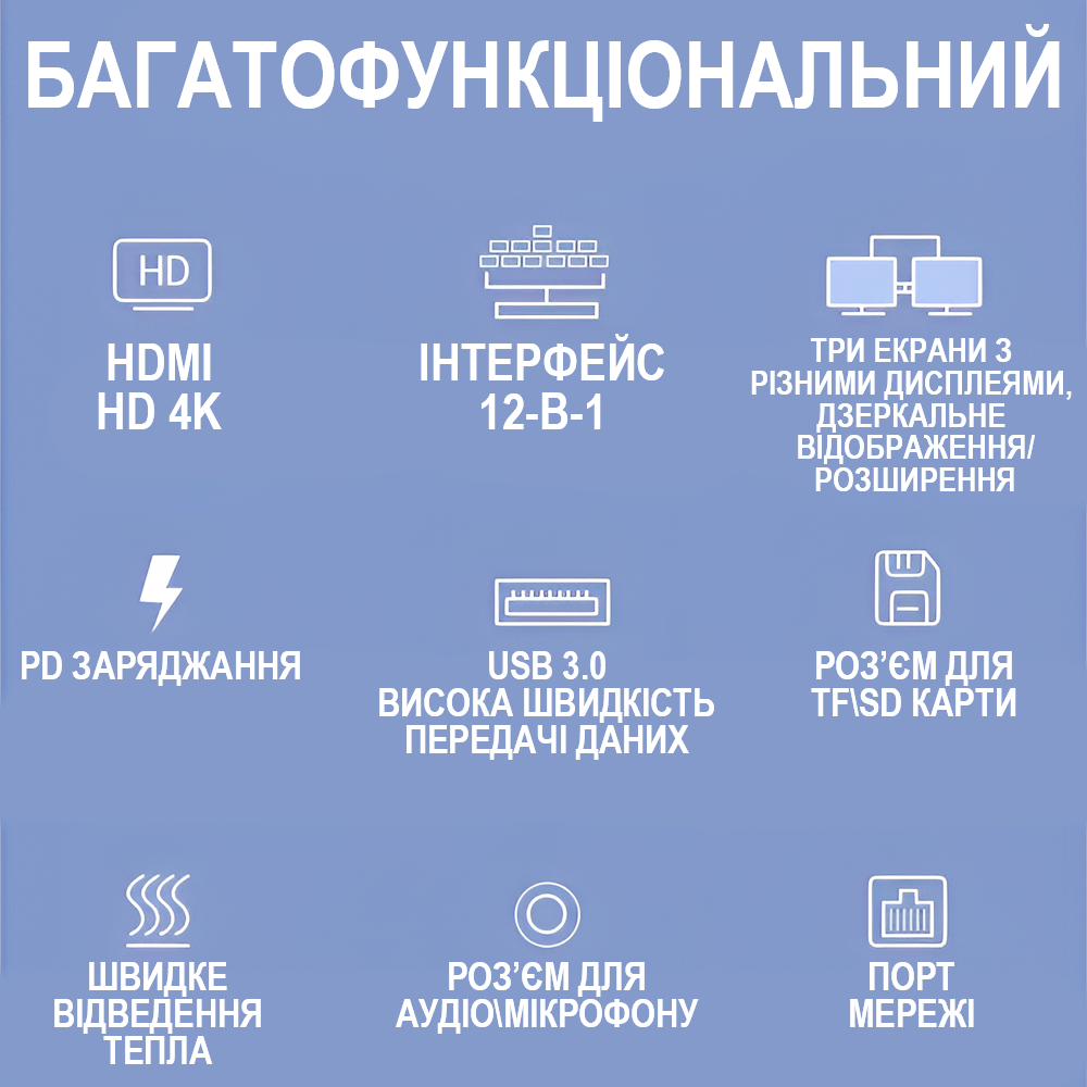 Хаб/подставка многопортовая для ноутбука Addap 12в1 USB Type-C MH-16 HDMI/USB A/PD/USB C/SD/RJ45/VGA 35 мм - фото 9 Хаб/подставка многопортовая для ноутбука Addap 12в1 USB Type-C MH-16 HDMI/USB A/PD/USB C/SD/RJ45/VGA 35 мм - фото 9
