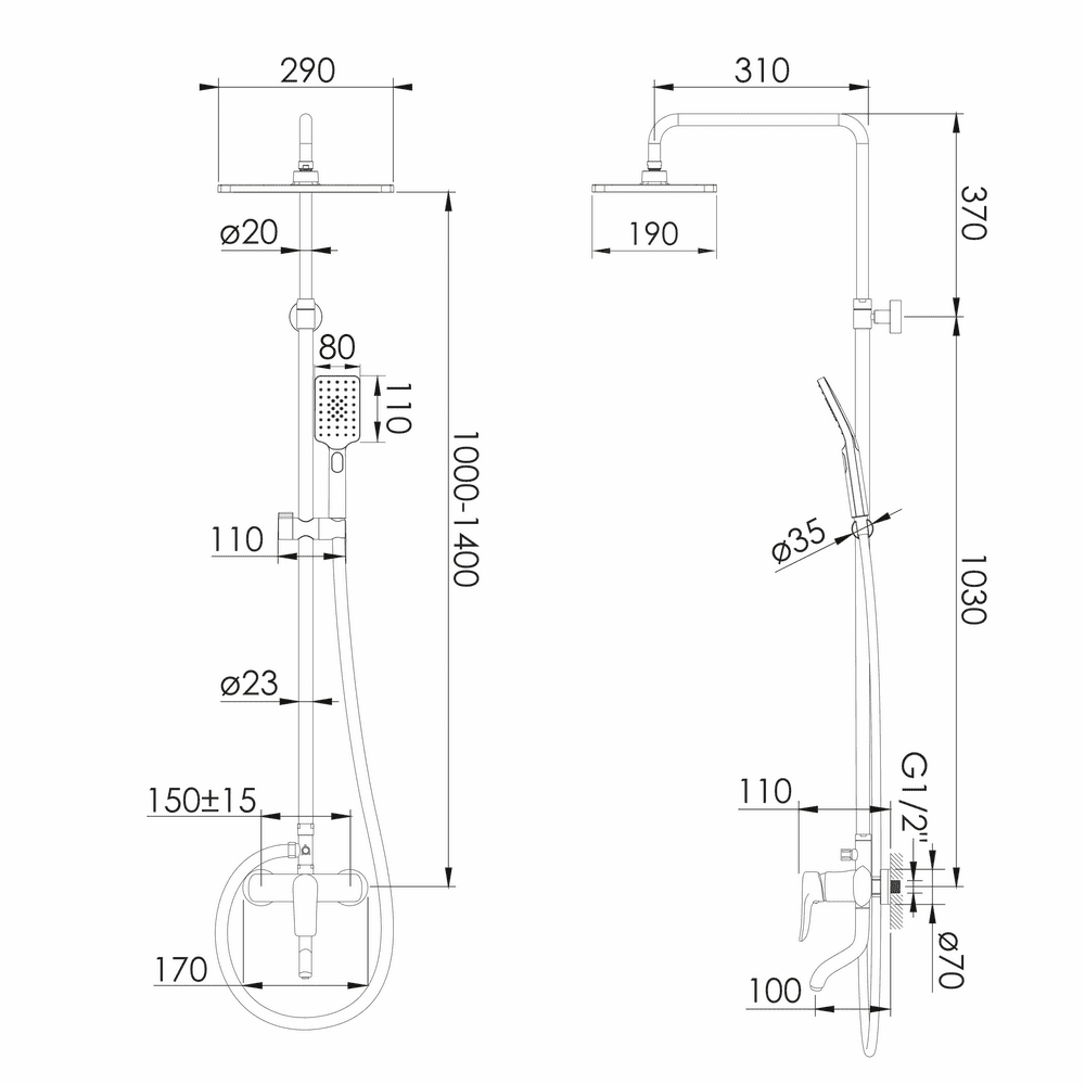 Душова система із змішувачем Imprese MODUS f03008201SB Хром (161759) - фото 2