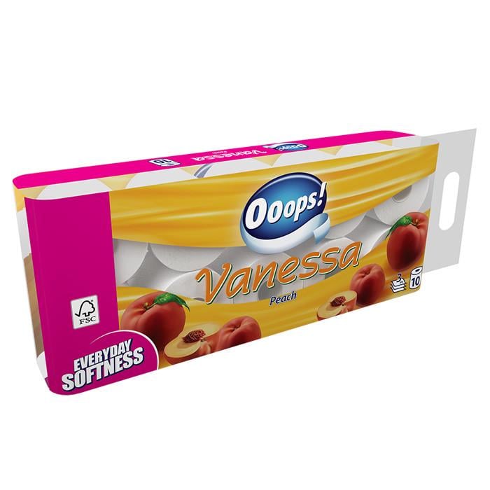 Туалетная бумага Ooops! Vanessa Premium Персик 3 слоя 10 шт. 115 отрывов (1615846622)