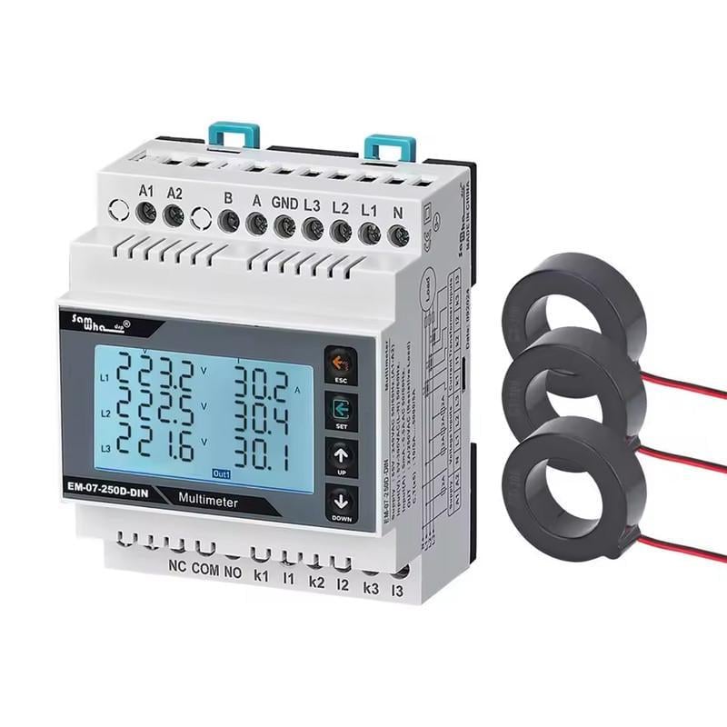 Мультиметр Samwha 250A RS485 на DIN-рейке (EM-07-250D-DIN)