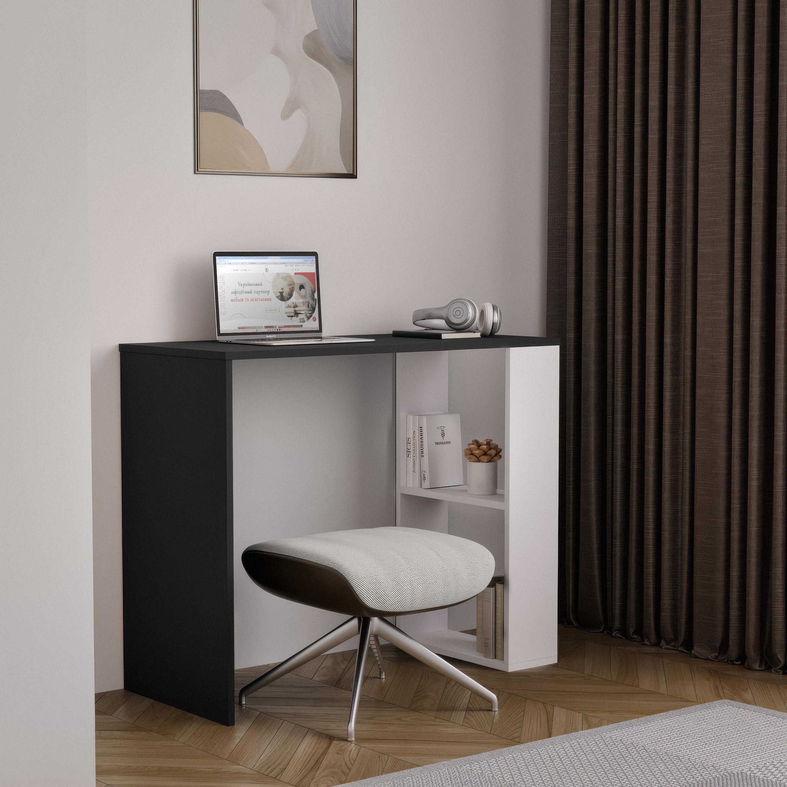 Стіл письмовий з полицями S-10 900х400х750 мм Антрацит/Білий - фото 1