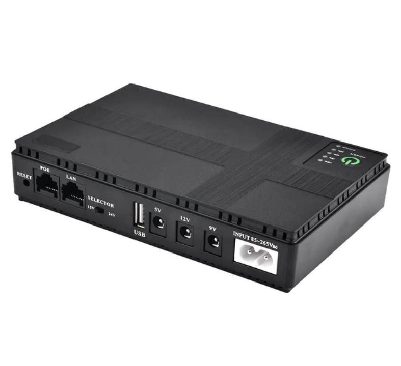 Источник бесперебойного питания DC1018P 5V/9V/12V/USB POE LAN 10400 mAh Черный