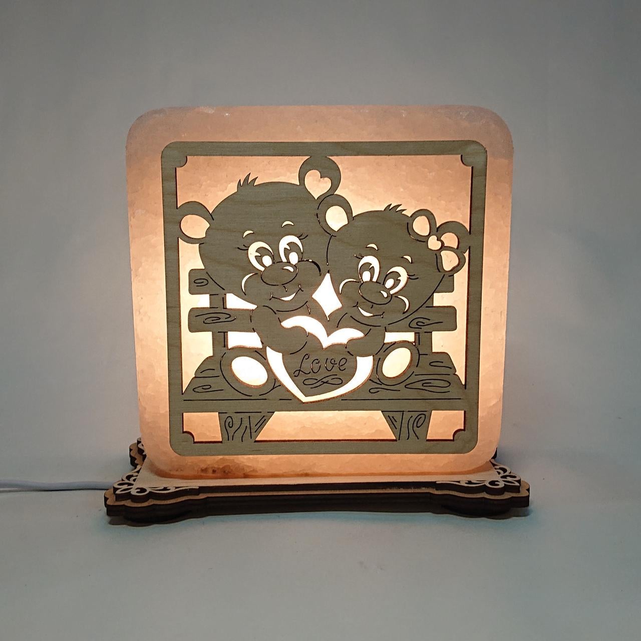 Соляной светильник Мишки на лавочке (k-0012-y)