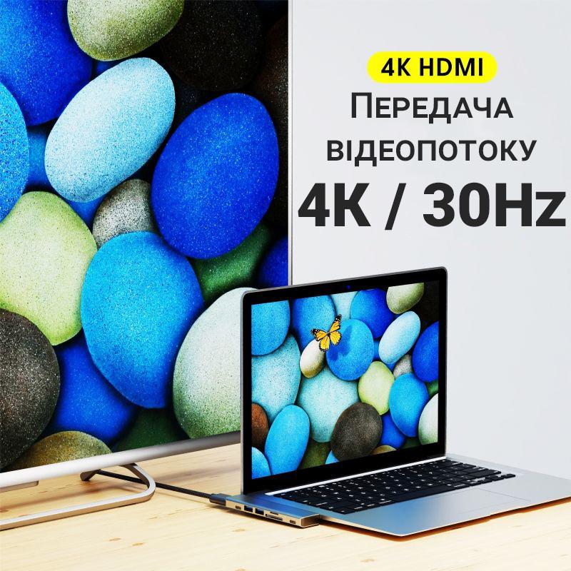 USB Type-C хаб Digital Lion MH-10 порт-реплікатор для Macbook 7в1 - фото 7