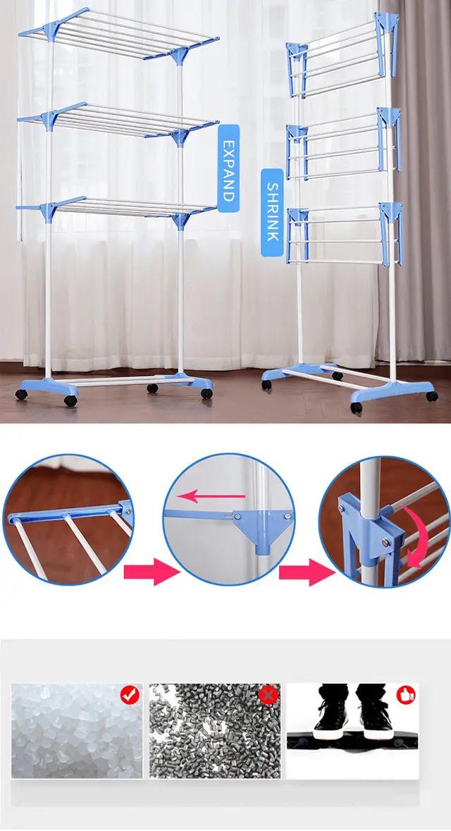 Сушарка для білизни складна Garment Rack With Wheels K-1030 30 кг Білий/Блакитний (1-2-9806) - фото 5