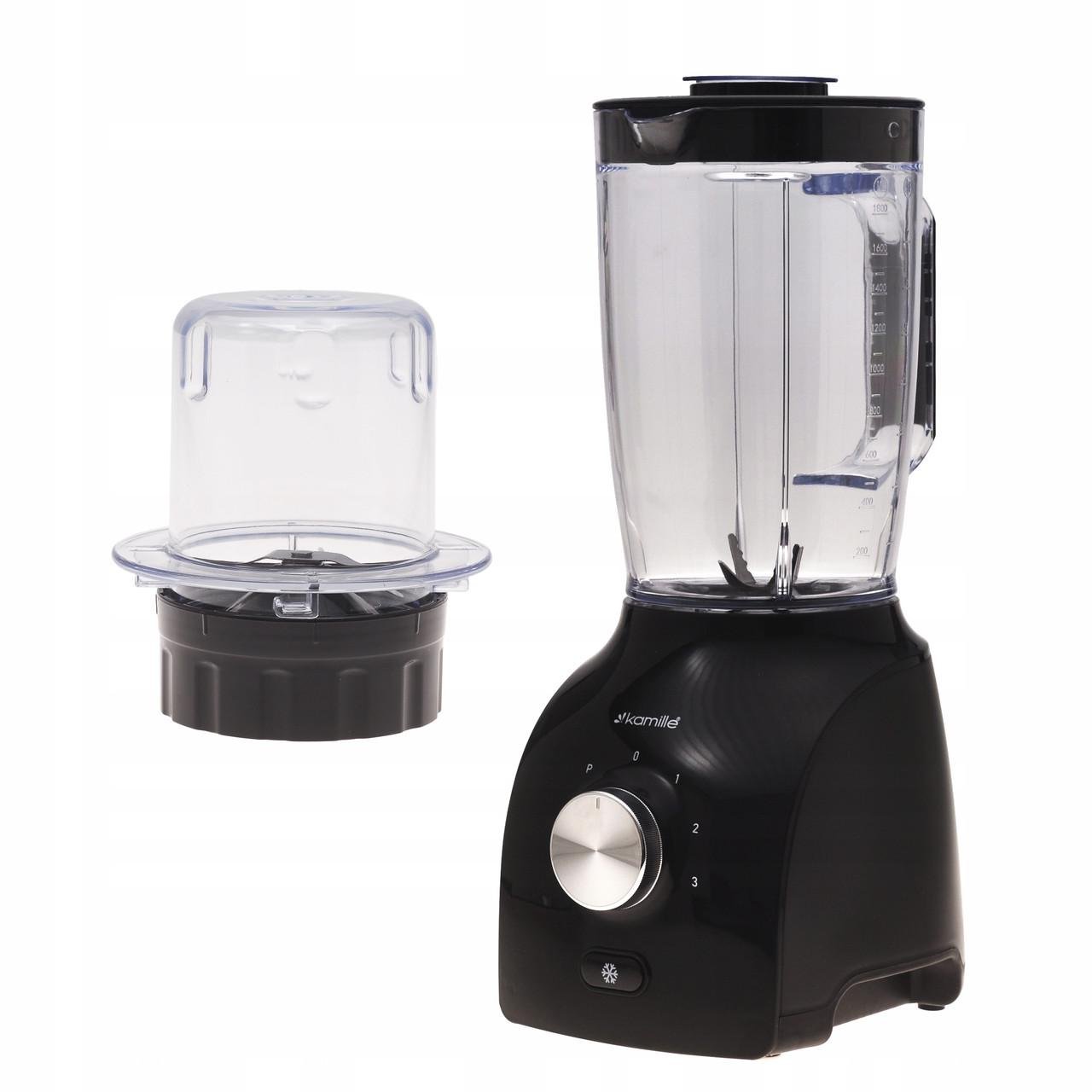 Блендер стационарный Kamille KM 6759 с двумя чашами 600W на 1,8л Черный (106-84-6759)