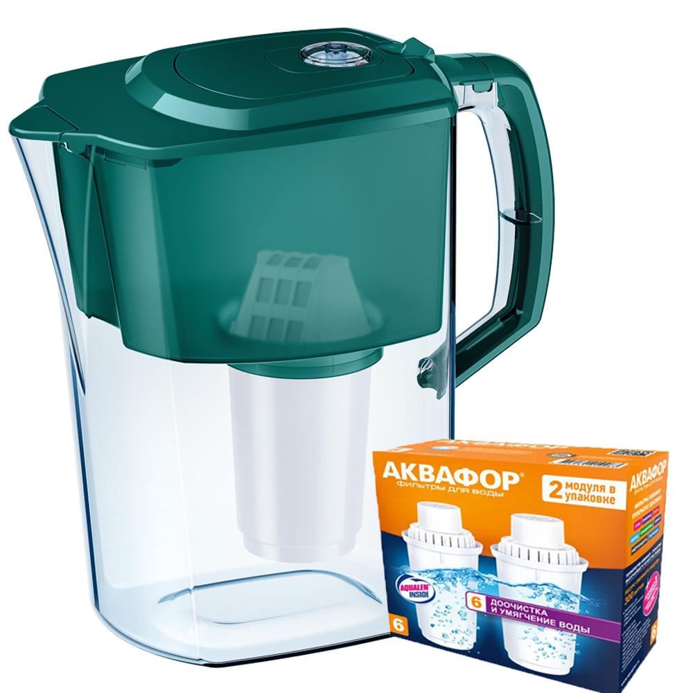 Фильтр-кувшин Аквафор Атлант два модуля В6 жесткость Темно-зеленый (1859318756)