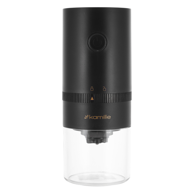 Кофемолка электрическая с аккумулятором Kamille KM-6733 из нержавеющей стали и пластика 18.5х7,5 см 150 W Черный (150-84-6733)