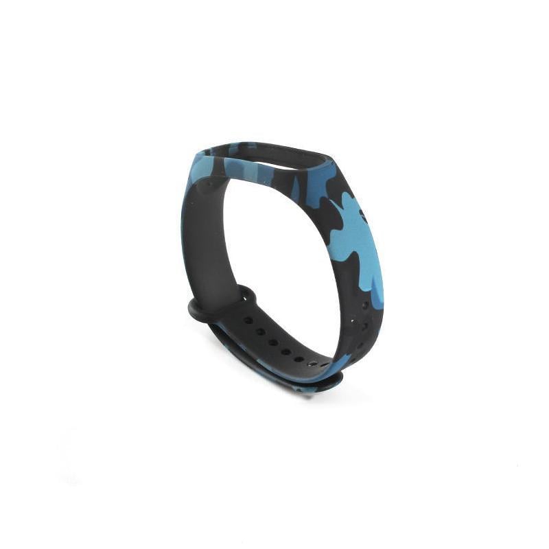 Ремінець Xiaomi Mi Smart Band 7/6/5 силиконовый з малюнком Камуфляж Чорний/Синій (1976P)