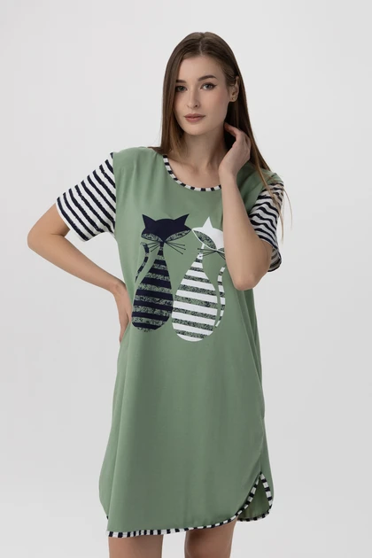 Ночная женская рубашка Nicoletta 84121k батал 4XL Зеленый (84121kkkk)