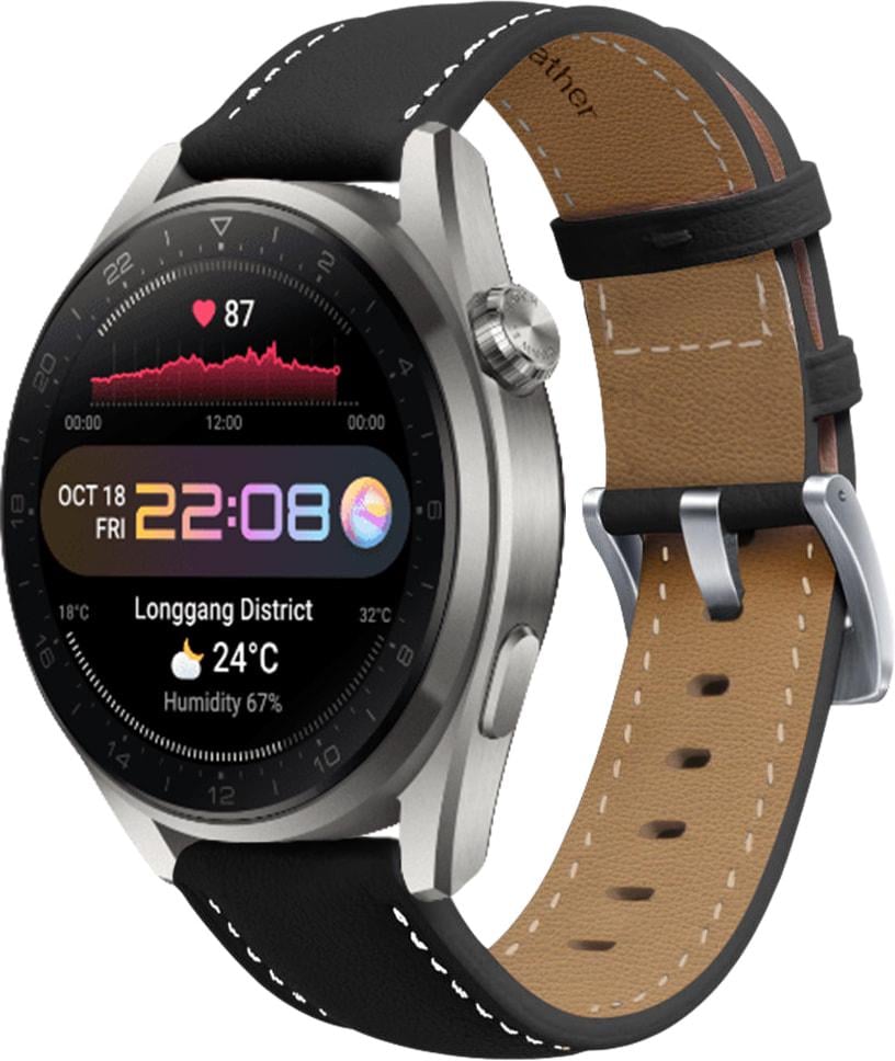 Ремешок кожаный Folsa для Huawei Watch 3 Pro Black (31550-2B)
