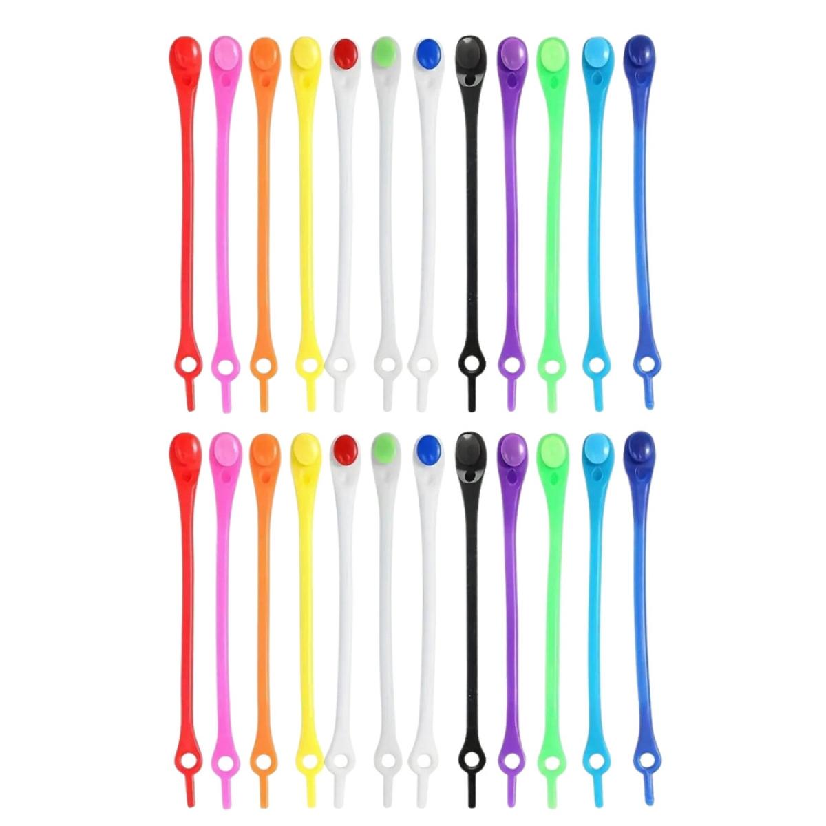 Шнурки LopiLocks силиконовые для обуви без завязывания 24 шт. Разноцветный (1430)