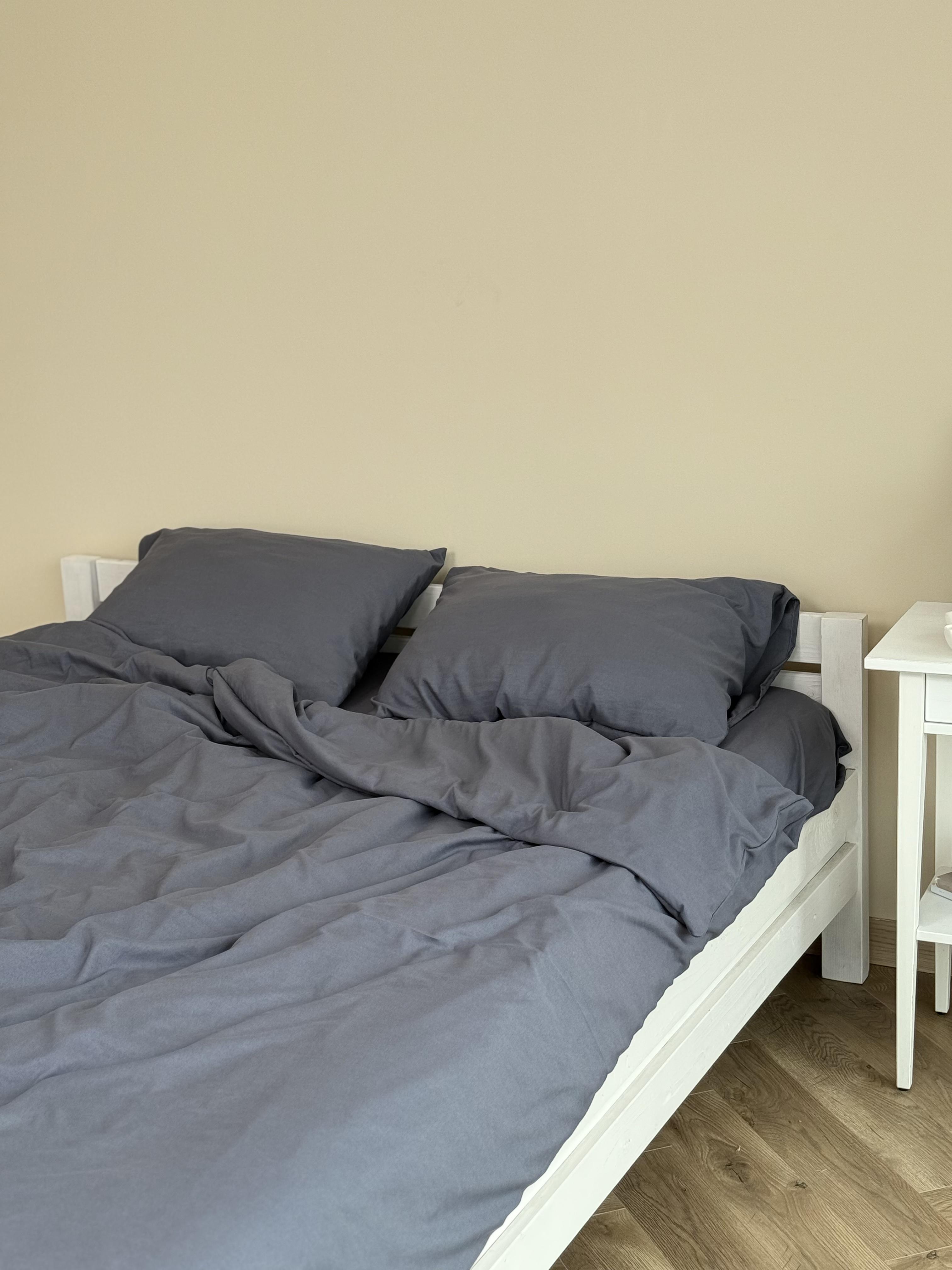 Комплект постільної білизни Тінь сатин двоспальний/наволочки 50х70/70х70 см Графітовий (6801) - фото 2