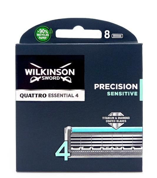 Картріджі для гоління Wilkinson Sword Quattro Essential 4 Precision Sensitive 8 шт. (4027800509904)