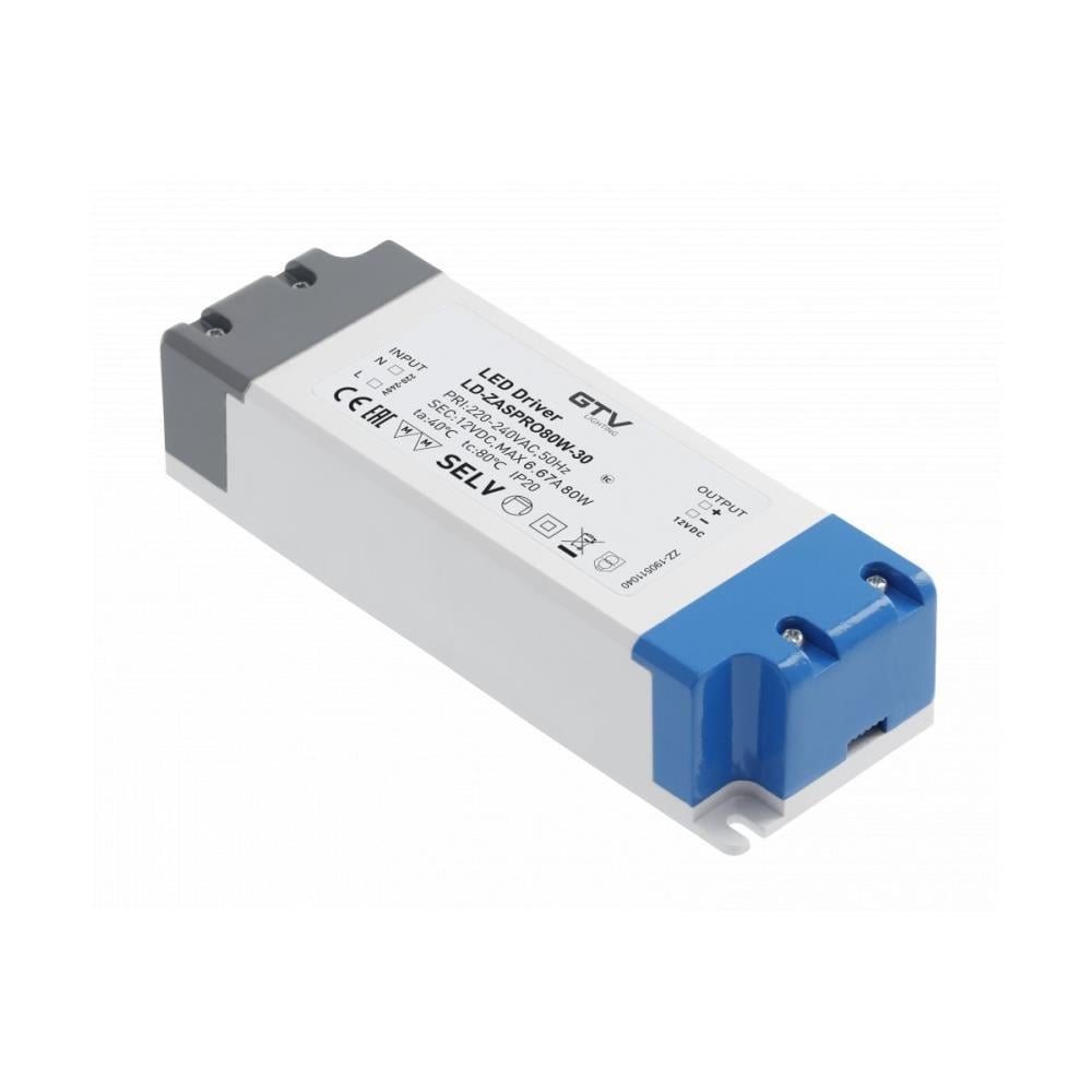 Блок питания LED GTV PRO 12V DC/80W IP20 (LD-ZASPRO80W-30)