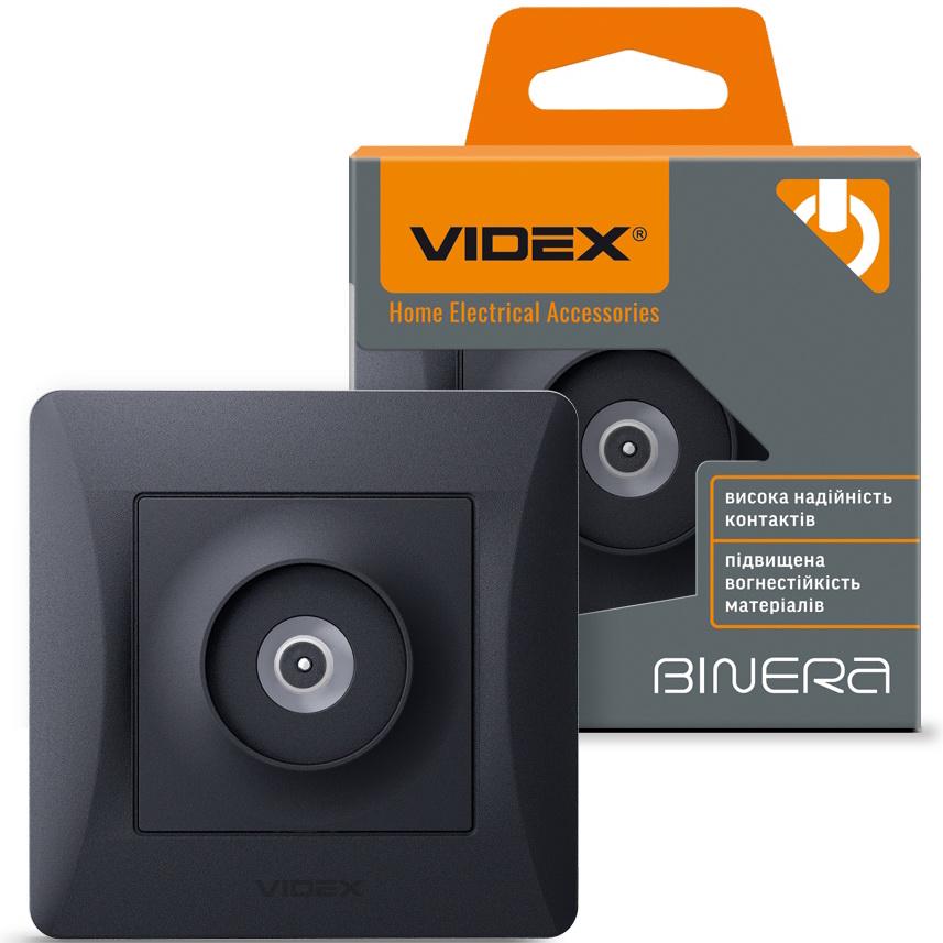 Телевизионная розетка Videx Binera VF-BNSK1TVME-BG Черный графит - фото 2