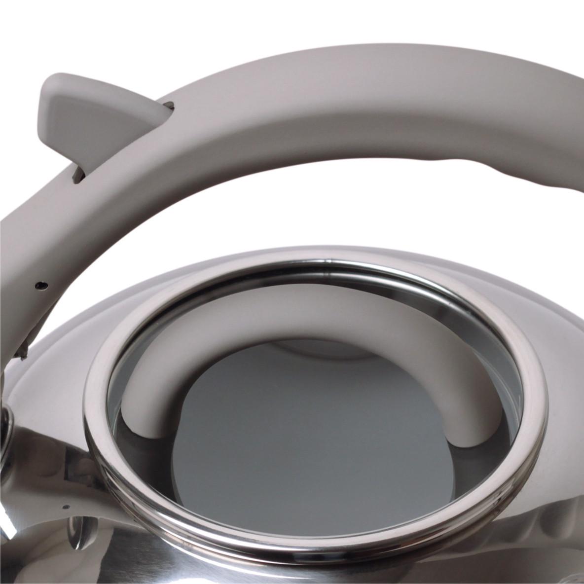 Чайник Kamille KM-0687A из нержавеющей стали со свистком и стеклянной крышкой для всех видов плит 2,8 л Серый (29-84-0687A) - фото 2