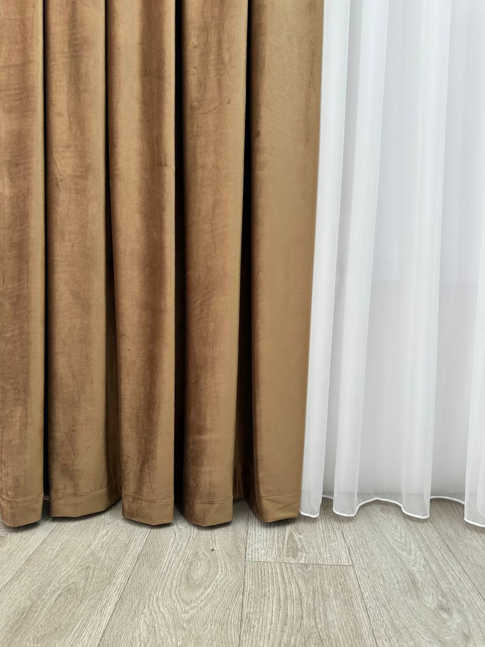 Штора бархатная на тесьме 6 см 300x250 см Светло-коричневый (6319-N16-Т43) - фото 10 Штора бархатная на тесьме 6 см 300x250 см Светло-коричневый (6319-N16-Т43) - фото 10
