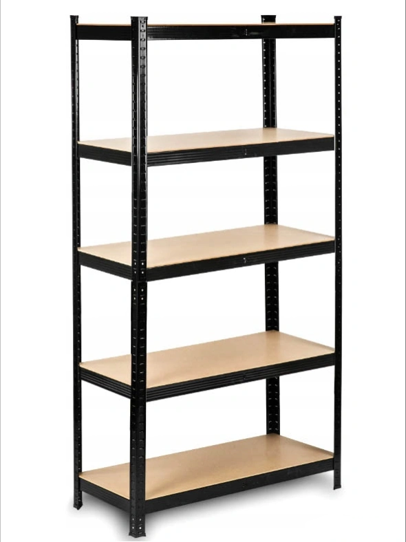 Стелаж LEOBRO сталь/МДФ 175х5 полиць 180х90х40 см Чорний (LB-R175-BLK)
