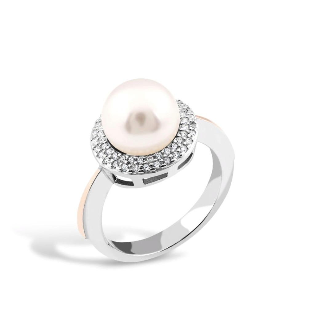 Каблучка із золотою пластиною з білою перлиною імітація срібло 925 проби золото 375 р. 18 (540к )