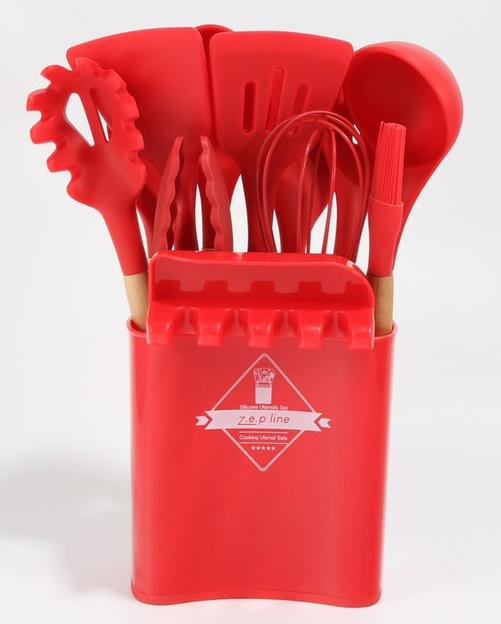 Набір кухонного приладдя із силікону 13 предметів Червоний (RED122) Набір кухонного приладдя із силікону 13 предметів Червоний (RED122)