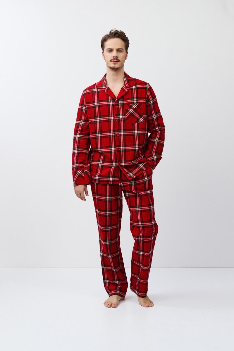 Піжама чоловіча в клітинку Aruelle XL Червоний (Benny-long)