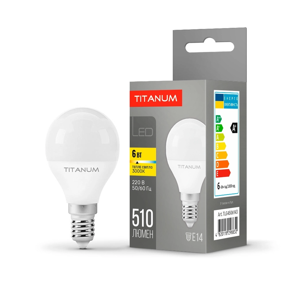 LED-лампа TITANUM G45 6W E14 3000K (TLG4506143)